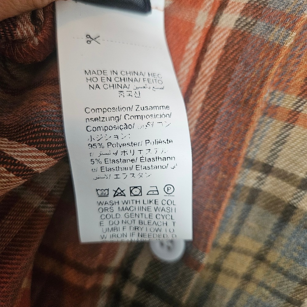 Plaid Flannel Button Front Midi Shirt Dress Sz 4XL Plus Orange Brown Belted - Picture 7 of 8